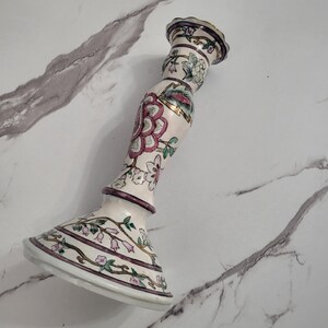 Porcelain Oriental Ornate Pattern Green color Candle Holder Mid Century Stick Candle Holder