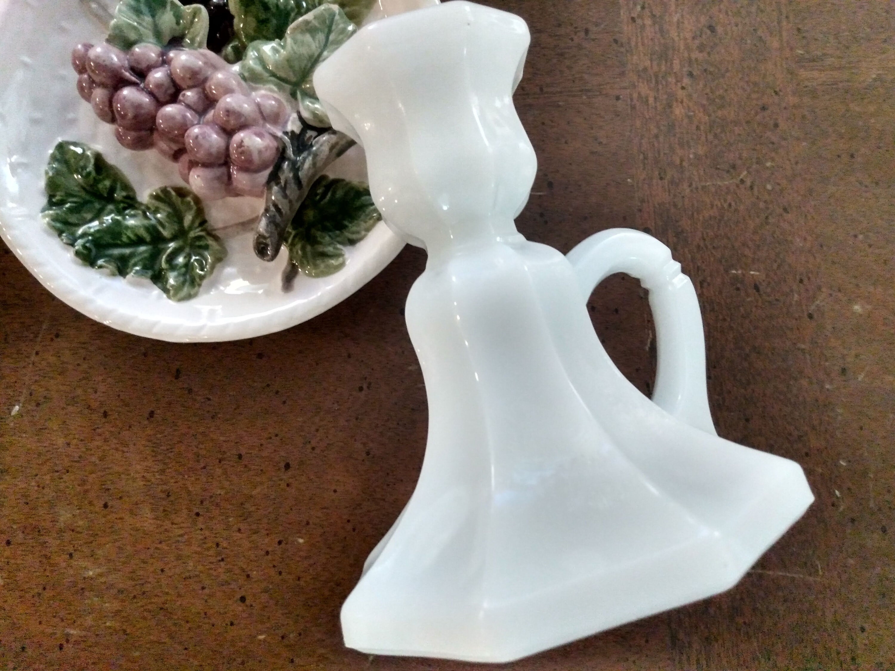 White Milk Glass Vintage Candle Holder Etsy
