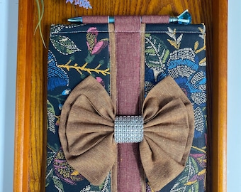 Padded Floral Book Sleeve with Pen Holder Closure- Standard Size