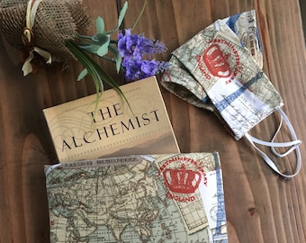 World Map Book Sleeve: Padded Cotton Book Protector