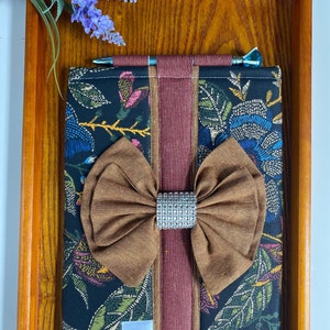 Padded Floral Book Sleeve with Pen Holder Closure- Standard Size