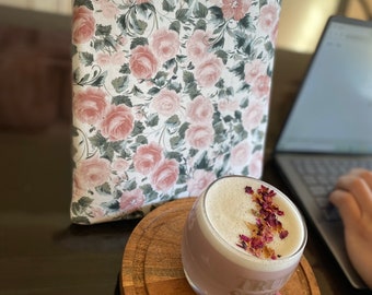 Pink Rose Padded Book Sleeve: Standard Size Book Protector