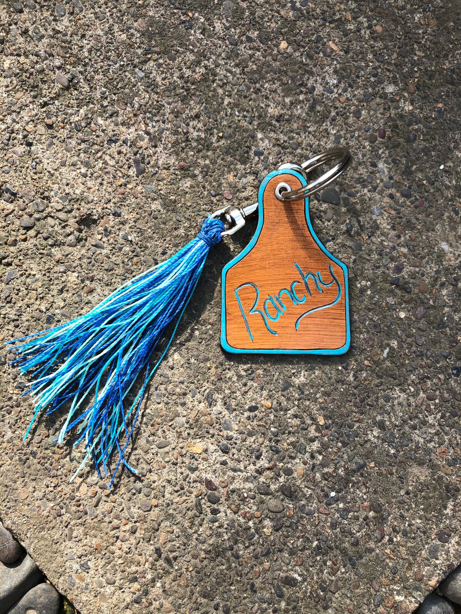 Leather Cow Tag Keychain leather keyfob cowtag eartag Etsy