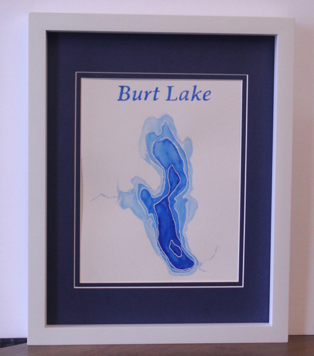 Burt Lake in Michigan 8x10 Original Watercolor Contour Map Etsy