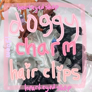 doggy charm hair clips | cute hair clips with beads, chains, dog toys for dog lovers