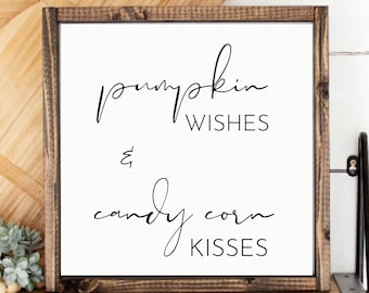 Pumpkin Wishes & Candy Corn Kisses, Fall Printable Wall Art, Minimalist Printable Art, Black and White Printable Wall Art, Unique Gift