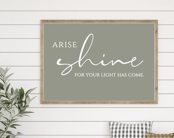 Arise Shine, Isaiah 60, Wall Art, Bible Verse Wall Art, Scripture Printable, Christian Home Decor, Christian Wall Art, Evergreen Fog, Gift