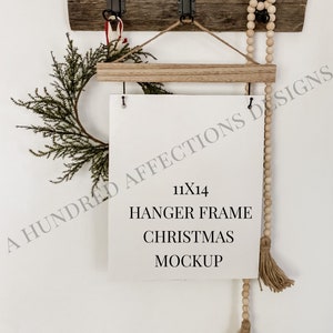 Christmas Wood Sign Mockup, 11x14 Mockup, Hanger Frame Mockup, Farmhouse Frame Mockup, Blank Sign, Empty Frame, Product Photography