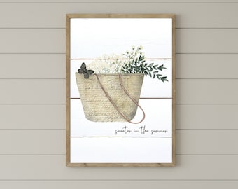 Sweeter in the Summer, Cottagecore Decor, Summer Mantel Sign, Rustic Summer, Summer Farmhouse Sign, Summer Wall Art Printable, Home Gift