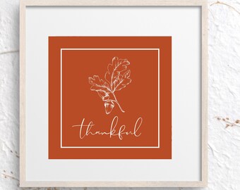 Thankful Printable Wall Art, Farmhouse Style Print, Modern Farmhouse Fall Sign, Minimalist Printable Wall Art, Fall Print, Digital Download