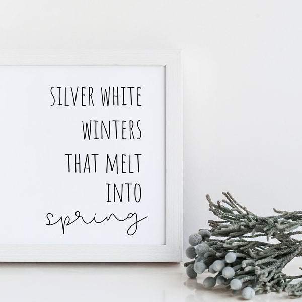 My Favorite Things Printable, Silver White Winters Download, Rae Dunn Inspired, Spring Minimalist Wall Art, Sound of Music, Spring Digital