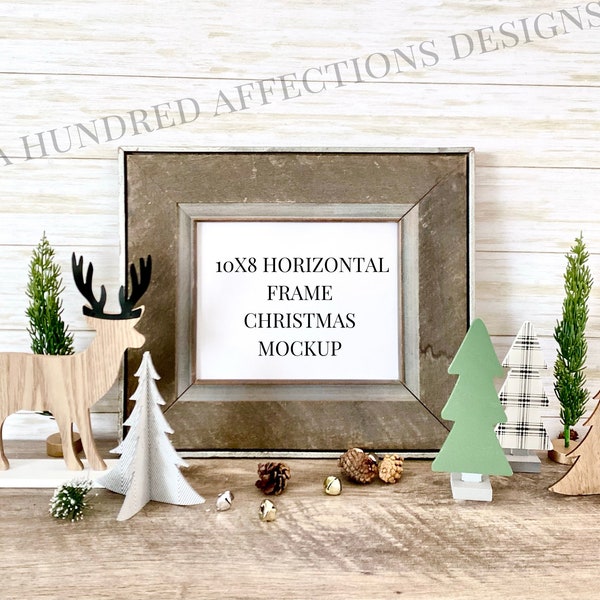 Horizontal Frame Mockup, Christmas Wood Sign Mockup, Farmhouse Frame Mockup, Landscape Mockup Frame,  Blank Sign, Product Photography