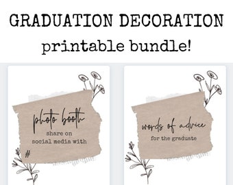 Printable Graduation Decorations, Graduation Decorations 2024 for a Girl, Cupcake Toppers, Graduation Quotes Printable, Neutral Graduation