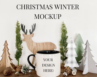 Christmas Coffee Mug Mockup, SVG Mockup, Product Photography, Styled Photography, White Mug Photo, Styled Mug Mockup, Blank Coffee Cup, JPG