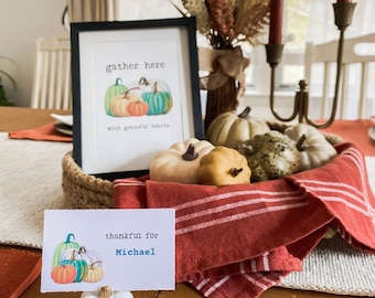 Thanksgiving Table Signs, Editable Thanksgiving Place Cards, Place Card Printable, Thanksgiving Printable, Canva Template, PDF Download