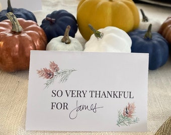 Thanksgiving Place Card Printable, Thanksgiving Menu Planner, Thanksgiving Table Setting, Thanksgiving Printable, DIY Place Cards, Download