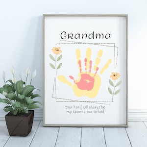 Grandma Mother's Day Gift, Birthday Gift for Grandma from Child, Hand to Hold, Printable Gift for Grandma, Handprint Craft for Nana,