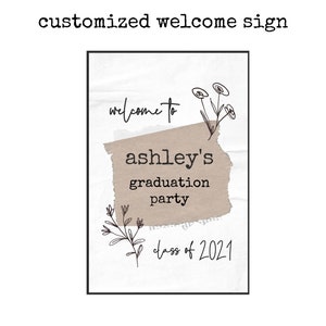 Graduation Welcome Sign, Graduation Welcome Poster, Graduation Party Sign, Custom Welcome Sign, Printable Welcome Party Sign, Class of 2023 image 2