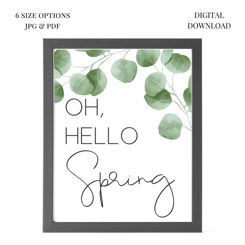 Oh Hello Spring Sign, Spring Printable Wall Art, Modern Farmhouse ...