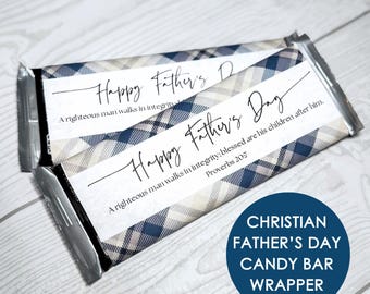 Christian Father's Day Candy Bar Wrapper Printable | Proverbs Chocolate Bar Wraps | Church Gift for Dads| Favor for Men | PDF