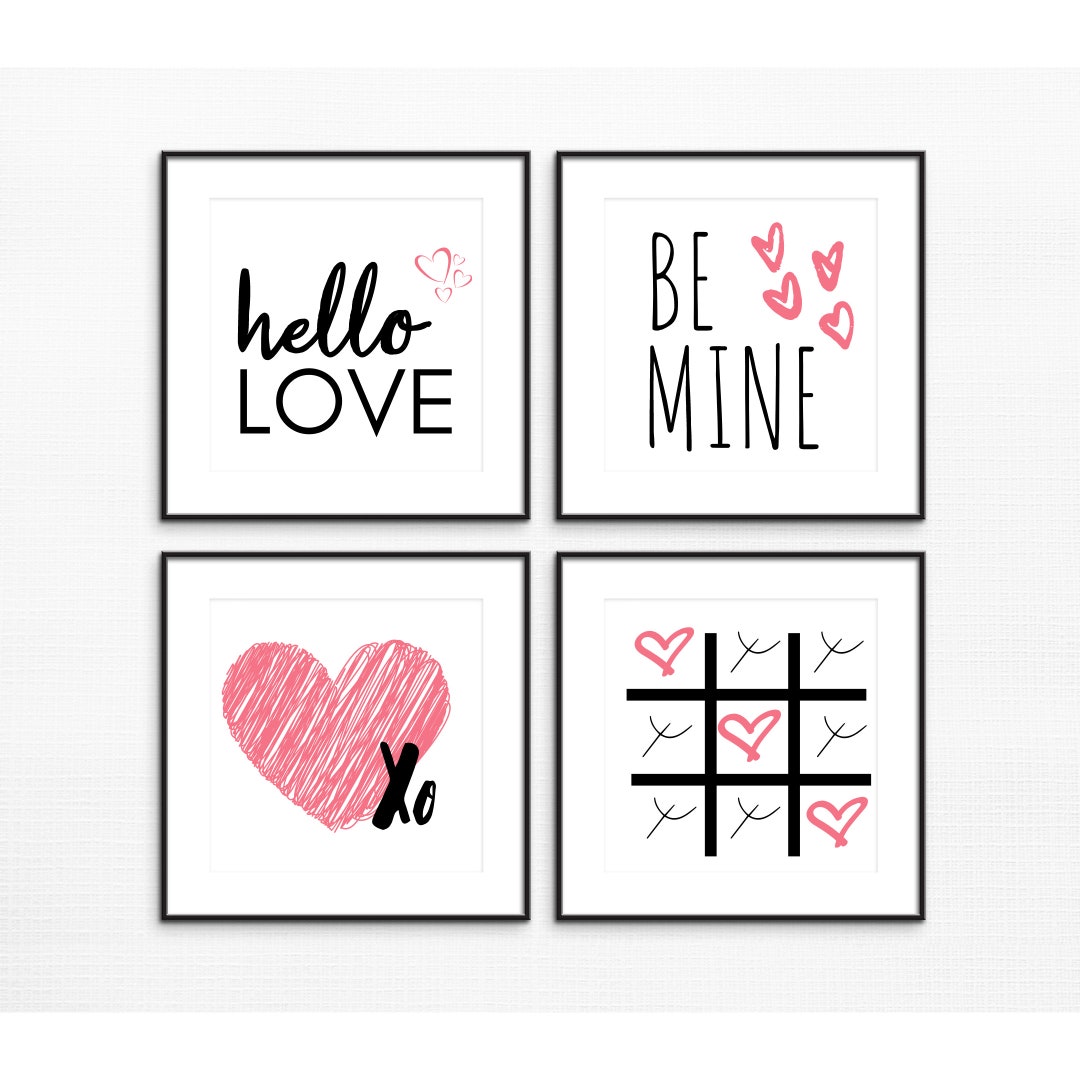 Valentine Printables, Pink Valentine Sign, Valentine Tier Tray Bundle, Valentine Wall Art ...