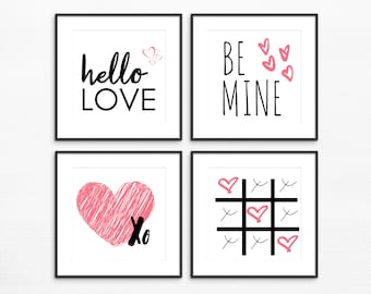 Valentine Printables, Pink Valentine Sign, Valentine Tier Tray Bundle, Valentine Wall Art, Valentine Instant Download, Valentines Day PDF