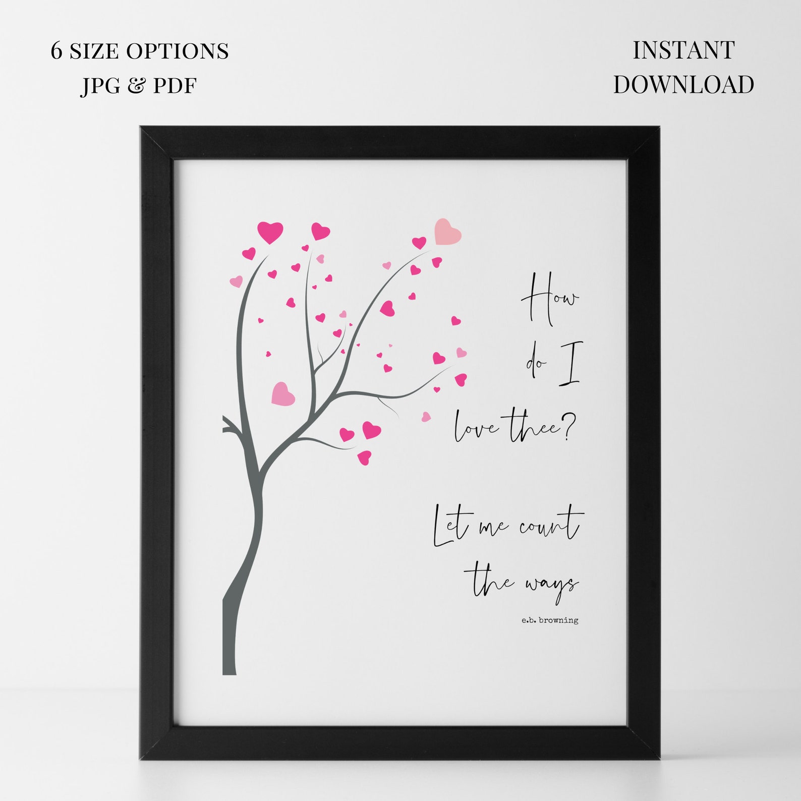 Heart Tree Wall Art How Do I Love Thee Elizabeth Barrett Etsy