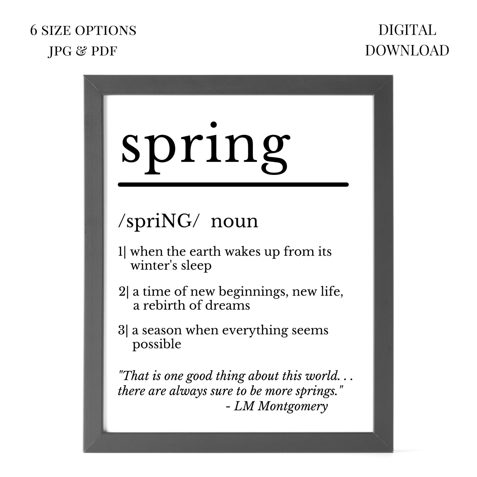 Spring Printable Wall Art Dictionary Page Art Motivational Etsy