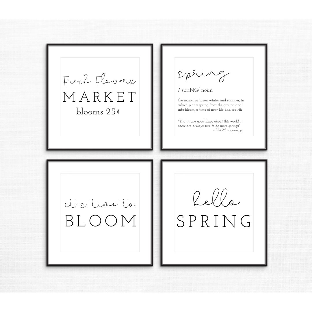 Spring Wall Art Printable, Set of 4 Prints, Minimalist Decor, Fresh ...