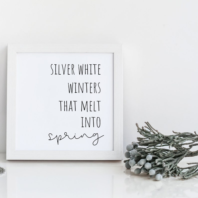 My Favorite Things Printable, Silver White Winters Download, Rae Dunn Inspired, Spring Minimalist Wall Art, Sound of Music, Spring Digital image 1