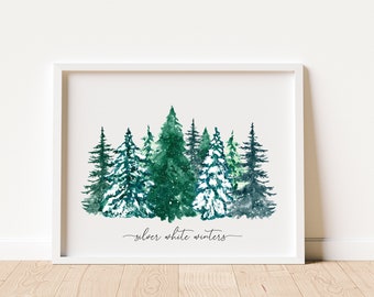 Winter Trees Printable Art, Silver White Winters Download, Silver White Winters that Melt into Spring Sign, Minimalist Winter Print Wall Art