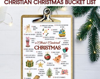 Christian Christmas Bucket List, Christ-Centered Christmas Printable, Holiday Family Activities Check List, Kindness Advent Countdown PDF