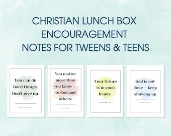 Christian LunchBox Notes for Tweens & Teens | Scripture Encouragement Cards for Teens | Christian Affirmations Cards | Bible Verse Cards