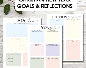 2026 Christian Goals Worksheet, New Year Printables, Year End Reflection, Word of the Year, Faith Based Goal Setting, End of Year Review