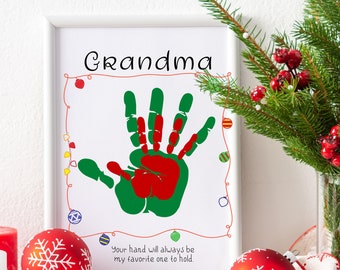 Grandma Christmas Gift from Grandkid, Handprint Art for Grandparent, Printable Handprint Art Christmas, Printable Christmas Gift for Grandma