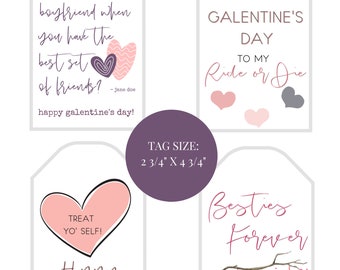 Printable Galentine's Day Card, Printable Galentines Tags, Galentines Day Gift, Treat Yo Self, Ride or Die, Best Friend Valentine Card