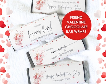 Valentine Friend Candy Bar Wraps Printable, Valentine Gift for Friend, Chocolate Bar Wrappers, Galentines Gift, Valentines Party Favor