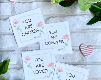 Christian Affirmations, Christian Valentines, Christian Printable Tags, You are Loved, Bible Valentine Cards, For Women,  Scripture Cards