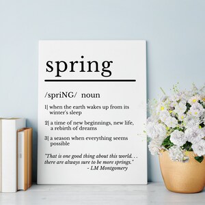 Spring Printable Wall Art, Dictionary Page Art, Motivational Wall Decor ...