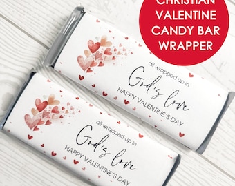 Christian Valentine Candy Bar Wrapper Printable, Scripture Treat for Youth Group, Sunday School, Teachers, Galentine’s Day, Coworker Gift