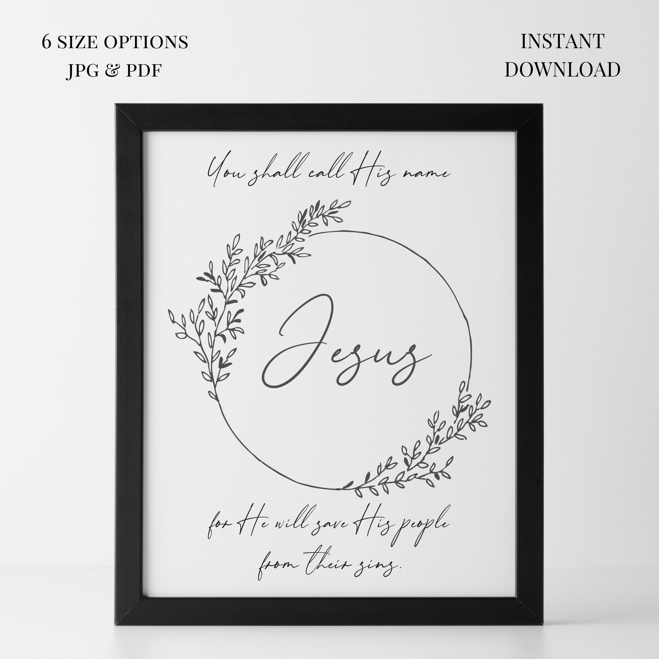 Jesus Christmas Printable Jesus Print Black and White | Etsy