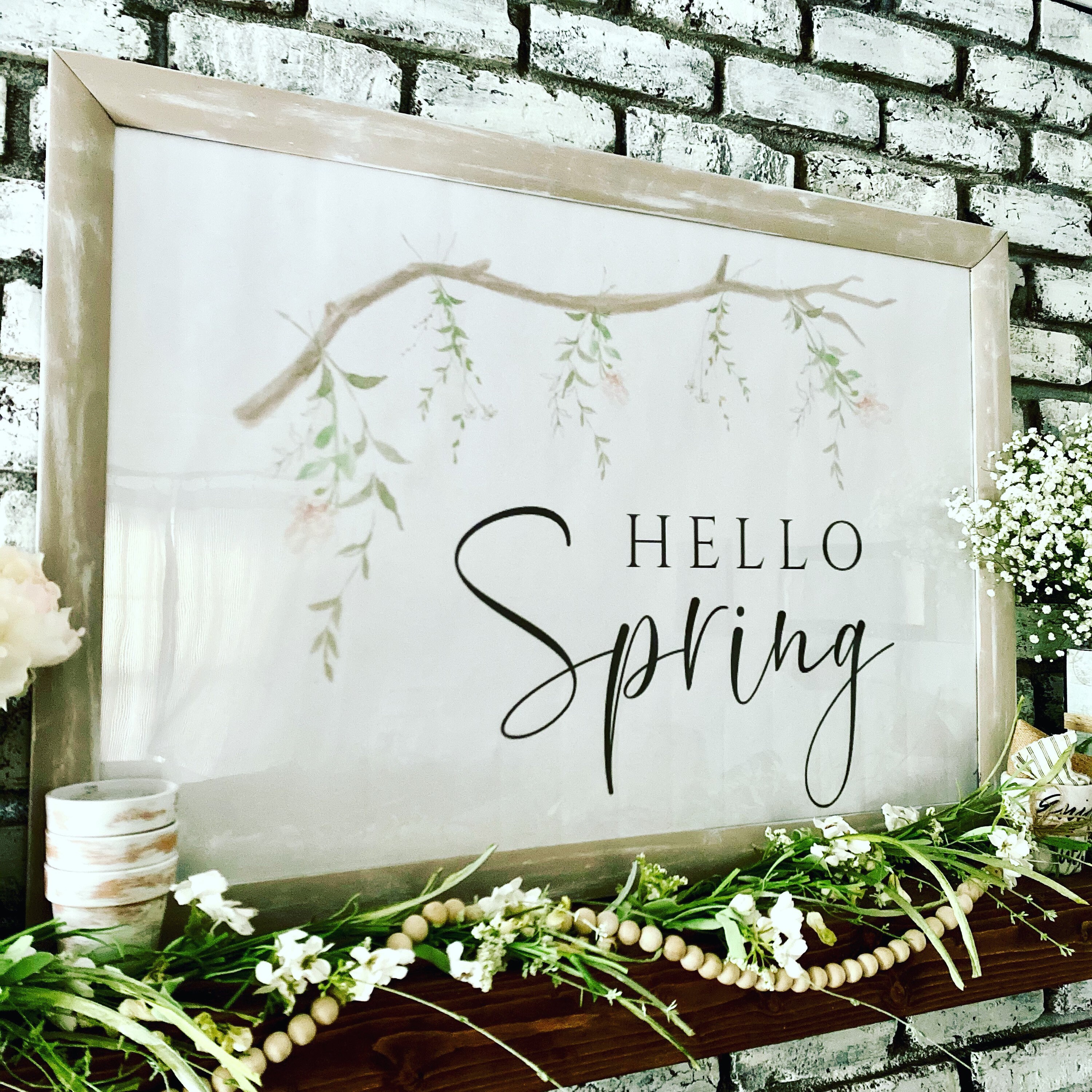 Hello Spring Printable Spring Wall Art Farmhouse Spring - Etsy