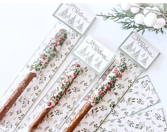 Pretzel Rod Christmas Topper, Printable Christmas Tags, Lollipop Packaging, Christmas Pencil Cards, Pretzel Gift Tag, Long Christmas Card