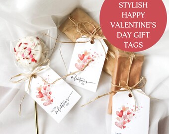 Happy Valentine's Day Gift Tags Printable, Simple Valentine Tags for Gifts, Party Favor Tags, Treat Tags Instant Download, Last Minute PDF