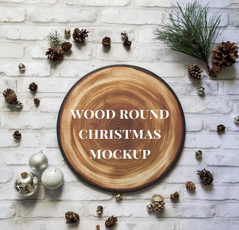 Download Christmas Wood Round Mockup Door Hanger Mockup SVG Mockup ...