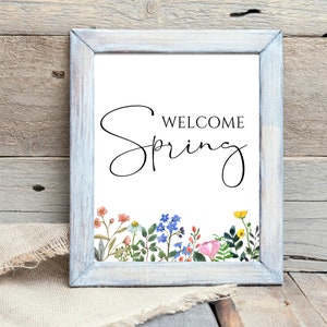 Welcome Spring Sign, Spring Printable Wall Art, Spring Wildflower Print, Modern Farmhouse Spring Decor, Mom Gift, Home Gift, Mantel Decor image 5