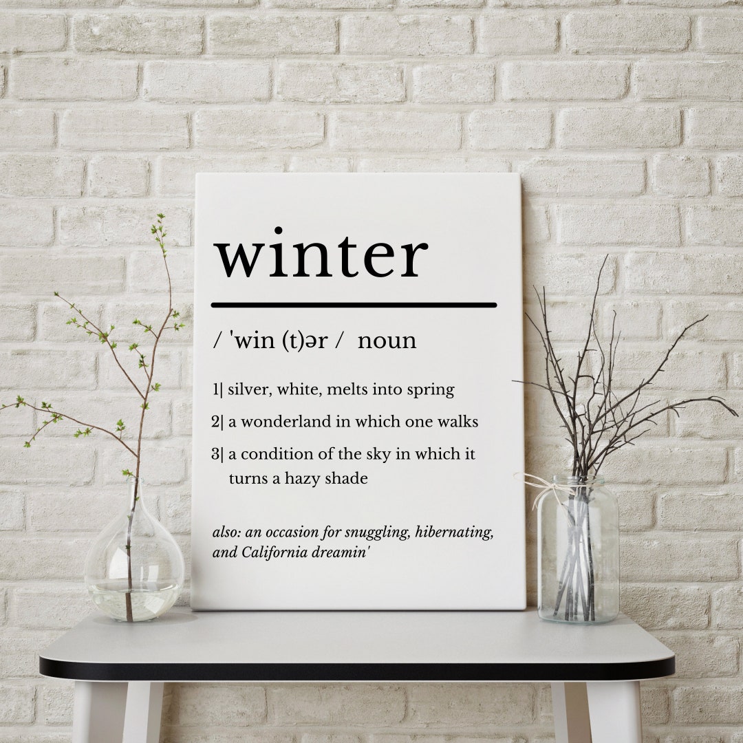 Winter Definition Print, Dictionary Print, Winter Printable Wall Art