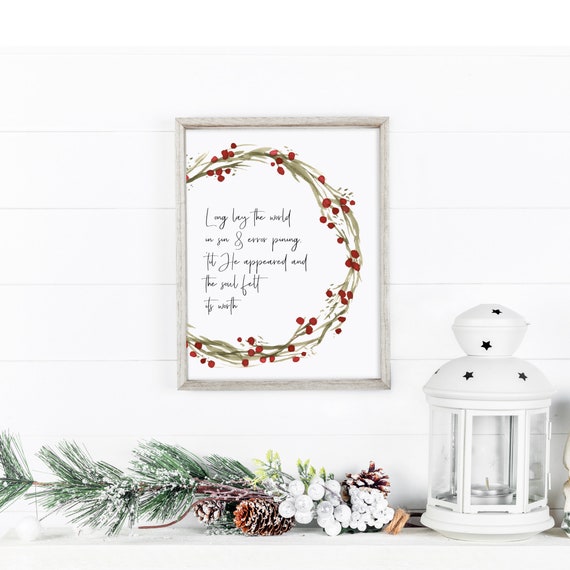 O Holy Night Lyrics, Christmas Carol, PRINTABLE Art, Christmas Lyrics, 8x10  Wall Sign, Digital DOWNLOAD Print PDF