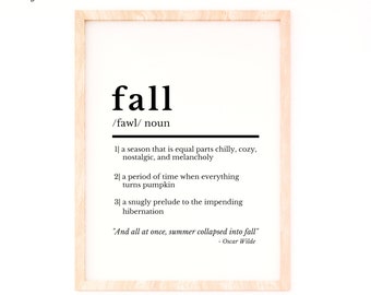 Fall Definition Print, Dictionary Print, Fall Printable Wall Art, Minimalist Fall Wall Art, Fall Digital Art, Funny Definition Print