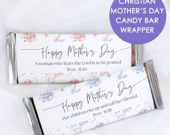 Christian Mother's Day Candy Bar Wrapper Printable | Proverbs 31 Chocolate Bar Wraps | Church Gift for Moms | Ladies Tea Favor | PDF